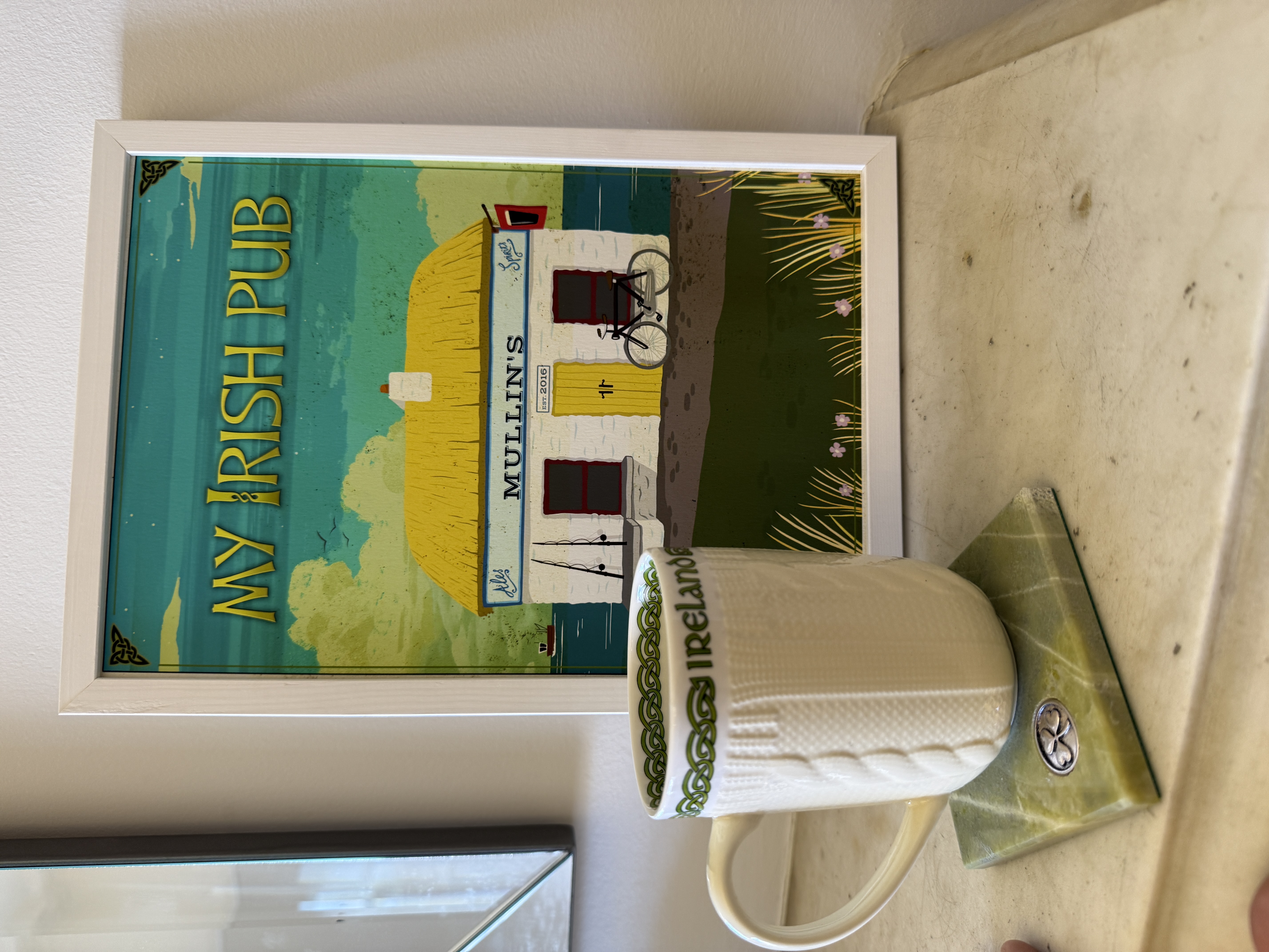 Mullin's seaside print with Ireland mug