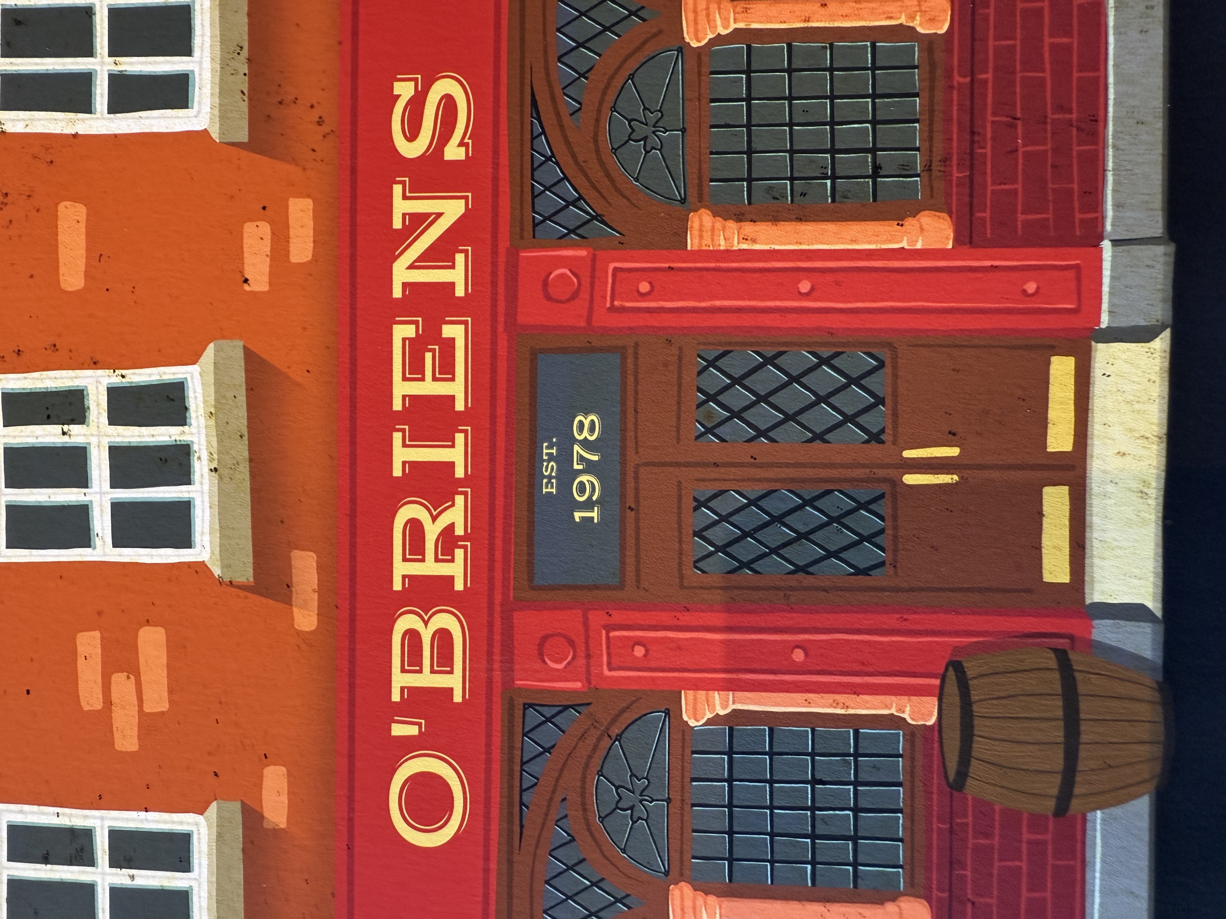 O'Briens city pub fascia close-up